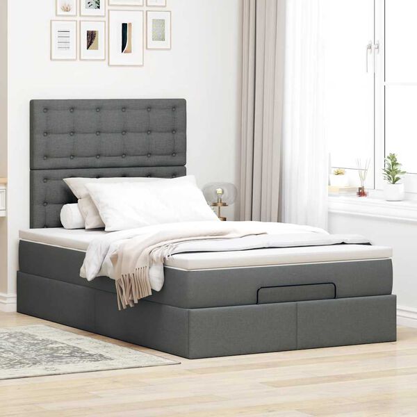 vidaXL Ottoman bed met matras en LED's 120x200cm stof donkergrijs