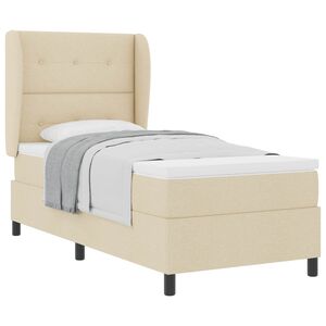 vidaXL Boxspring bed met hoofdeinde Cr&egrave;me 90 x 190 cm Stof