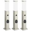 vidaXL Bolderverlichting met sensor en stopcontact 3 stuks 50 cm roestvrij staal IP44