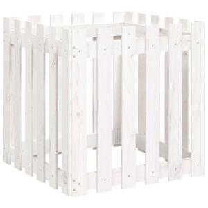 vidaXL Plantenbak met hekontwerp 60x60x60 cm massief grenenhout wit