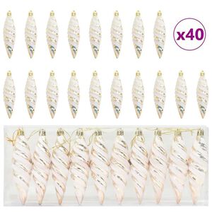 vidaXL Kerst Spiralvorm Bal 40 st champagne 3 x 11 cm Kunststof