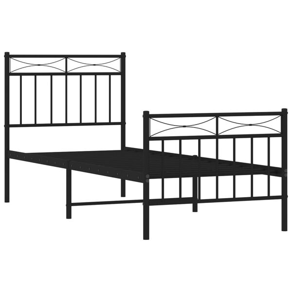 vidaXL Bedframe met hoofd- en voeteneinde metaal zwart 80x200 cm