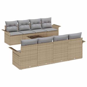 vidaXL Tuin Sofa Set 9 pcs Beige Poly riet