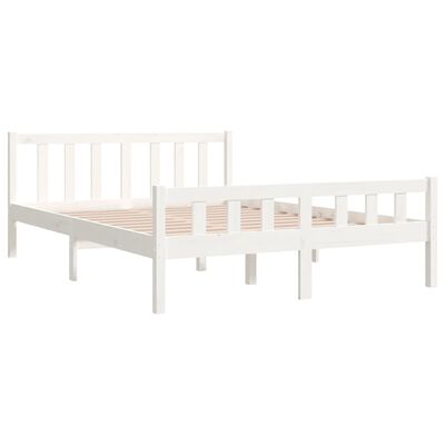 vidaXL Bedframe massief hout wit 135x190 cm