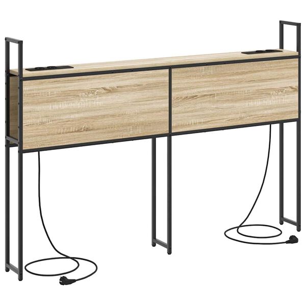vidaXL Opberghoofdbord met Oplaadstation met plank Sonoma eiken 140 cm