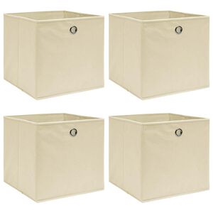 vidaXL Opbergboxen 4 st 32x32x32 cm stof cr&egrave;mekleurig