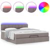 vidaXL Bed poef met matras en LED's 180x200 cm stof taupe