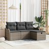 vidaXL Tuin Sofa Set met kussen met opslag 4 pcs Grijs Poly riet