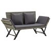 vidaXL Tuinbank met kussens 176 cm poly rattan grijs