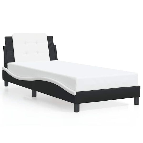 vidaXL Bedframe zonder matras "Zadar" kunstleer zwart en wit 80x200 cm