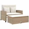 vidaXL Tuinbank 2-zits met kussens poly rattan en acaciahout beige