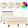 vidaXL Boxspring met matras en LED stof cr&egrave;mekleurig 120x190 cm