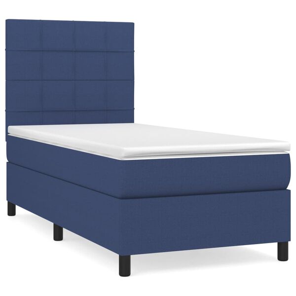 vidaXL Boxspring met matras stof blauw 90x190 cm