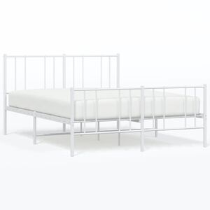 vidaXL Bedframe met hoofd- en voeteneinde metaal wit 140x190 cm