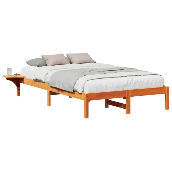 vidaXL Bedframe Wasbruin 140 x 190 cm Massief grenenhout