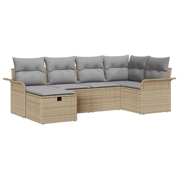 vidaXL Tuin Sofa Set met kussen met opslag 6 pcs Poly riet