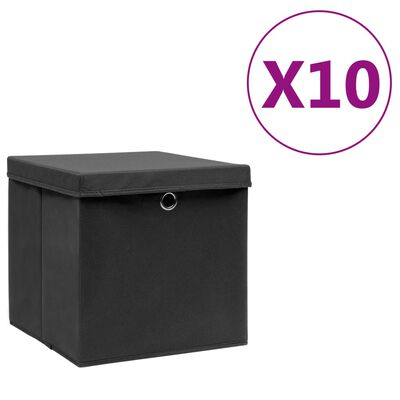 matig handel Winkelcentrum vidaXL Opbergboxen met deksels 10 st 28x28x28 cm zwart online kopen |  vidaXL.be