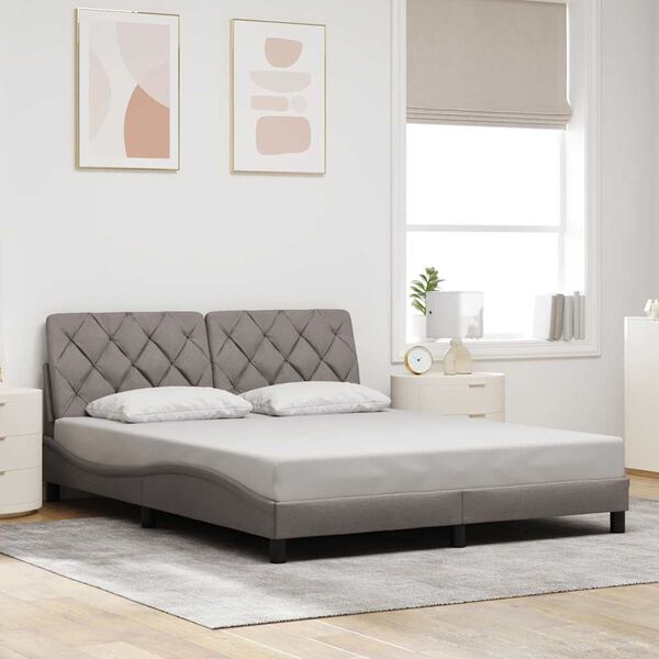 vidaXL Bedframe met LED zonder matras 160x200 cm stof taupe