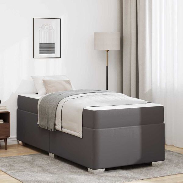 vidaXL Bedframe met matras Grijs 100 x 200 cm Stof