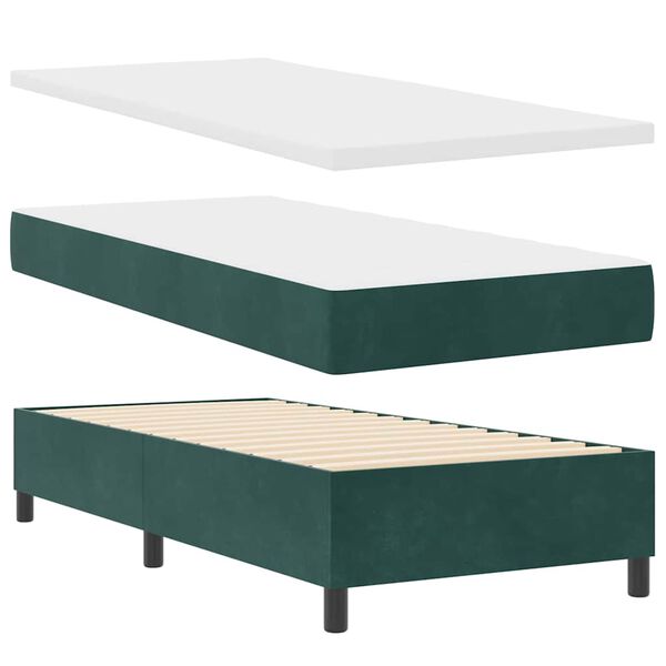vidaXL Boxspring bed met matras Donkergroen 100 x 200 cm Fluweel