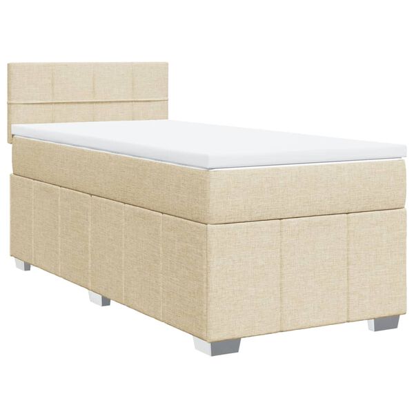 vidaXL Boxspring met matras stof cr&egrave;mekleurig 80x200 cm