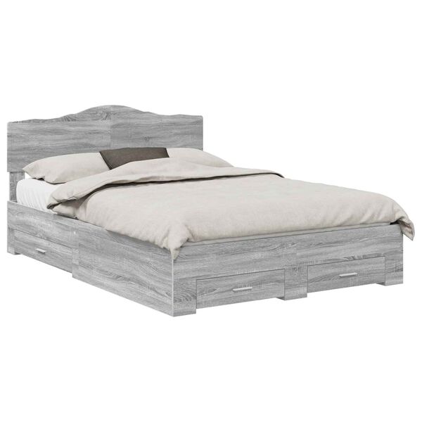 vidaXL Bedframe met hoofdeinde Grijs Sonoma 160 x 200 cm Bewerkt hout