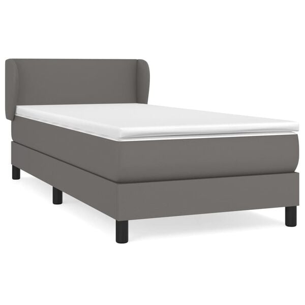 vidaXL Boxspring met matras kunstleer grijs 80x200 cm