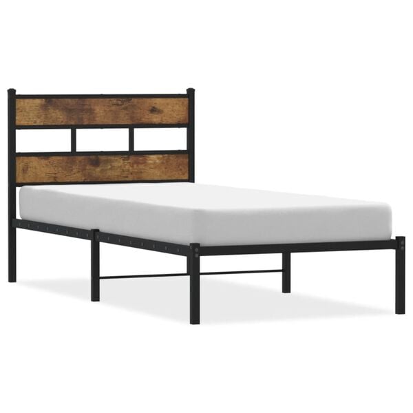 vidaXL Bedframe zonder matras metaal gerookt eikenkleurig 80x200 cm