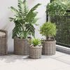 vidaXL Plantenmand met opslag 3 pcs Grijs Kubu Rattan