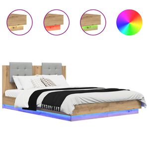 vidaXL Bedframe met Hoofdeinde Artisan Eiken 150 x 200 cm Bewerkt hout