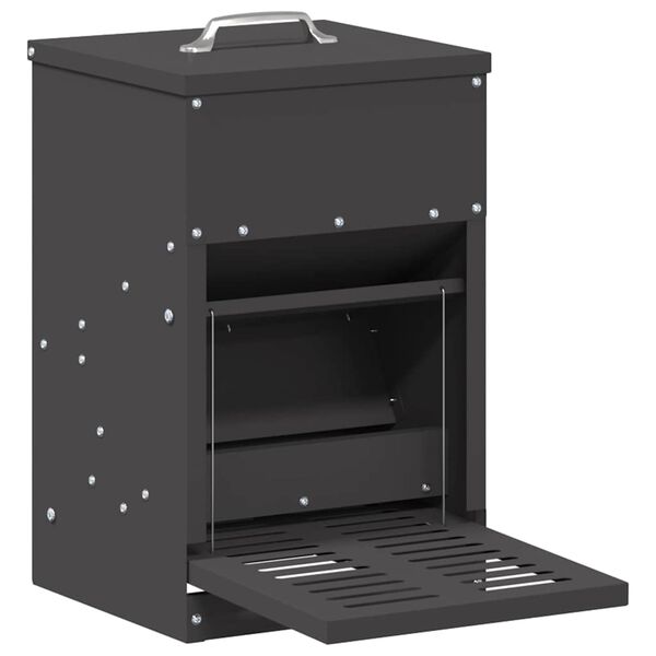 vidaXL Kippen Treadle Voeder Zwart 25 x 42 x 40 cm Koudgewalst Staal