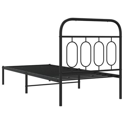 vidaXL Bedframe met hoofdbord metaal zwart 90x190 cm