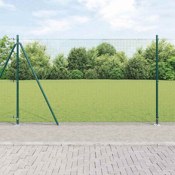 vidaXL Hecke met palen Groen 1.5 x 10 m Staal