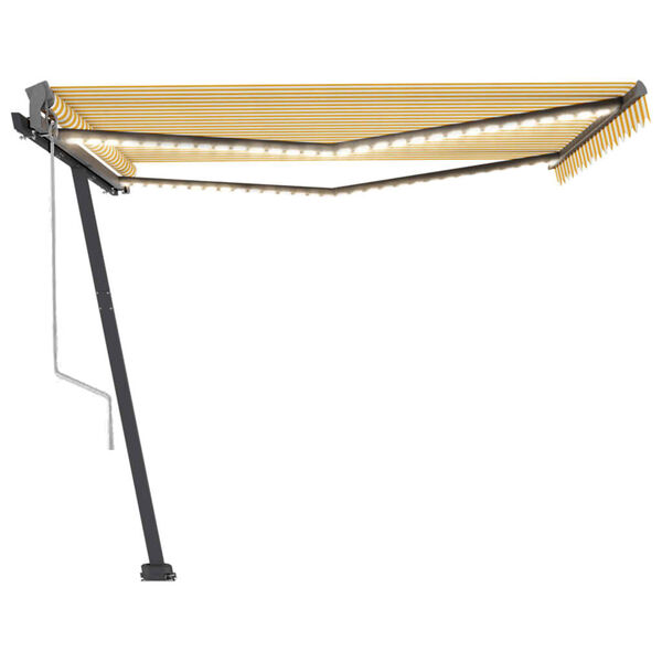 vidaXL Luifel automatisch met LED en windsensor 450x300 cm geel en wit
