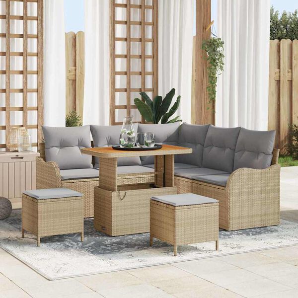 vidaXL Tuin Sofa Set 8 pcs Beige poly rattan
