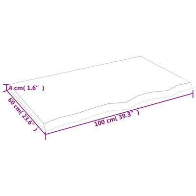 vidaXL Wastafelblad 100x60x(2-4) cm onbehandeld massief hout