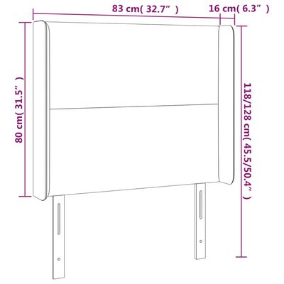 vidaXL Hoofdbord met randen 83x16x118/128 cm kunstleer grijs