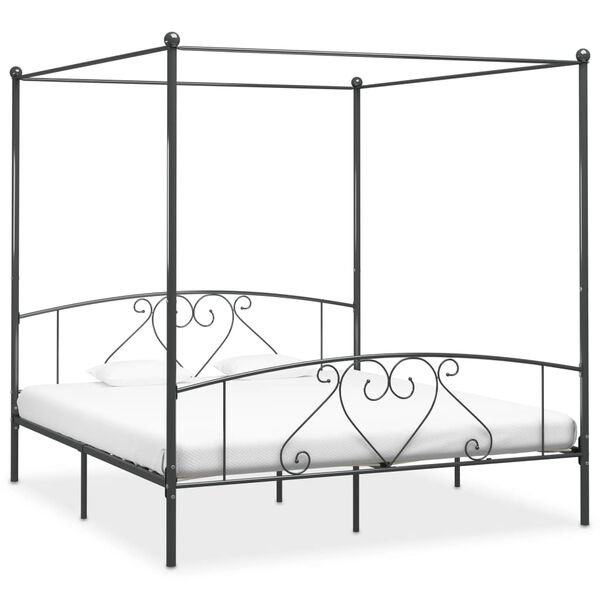 vidaXL Hemelbedframe metaal grijs 180x200 cm