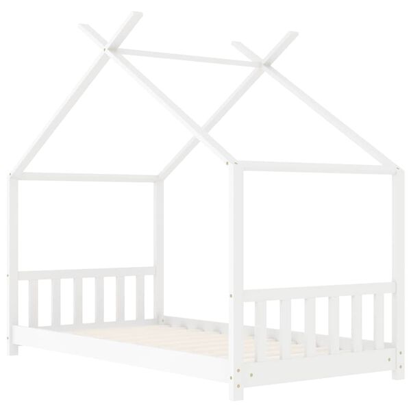 vidaXL Kinderbedframe massief grenenhout wit 80x160 cm