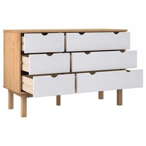 vidaXL Ladekast OTTA 111x43x73,5 cm massief grenenhout bruin en wit