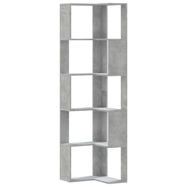 vidaXL Boekenkast 5-laags hoek 50x50x179 cm bewerkt hout betongrijs