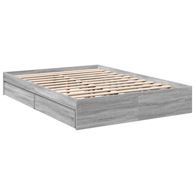 vidaXL Bedframe met lades bewerkt hout grijs sonoma eiken 120x200 cm