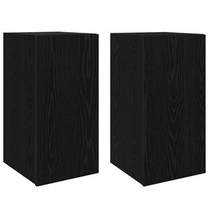 vidaXL Wand TV Kast 2 pcs Zwart Eiken 30,5 x 30 x 60 cm Bewerkt hout