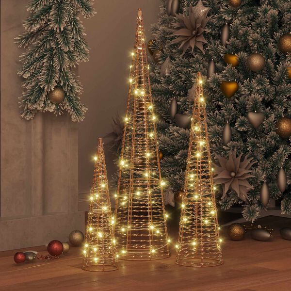 vidaXL Kerstboom met 90 LED 3 pcs Warmwit 20 x 20 x 80 cm PET