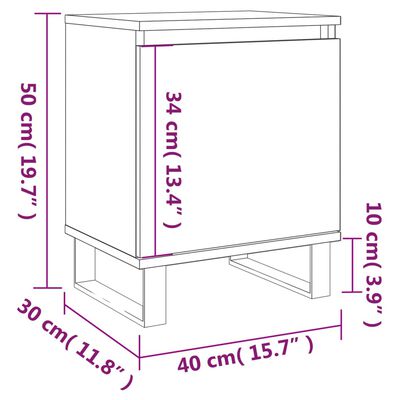 vidaXL Nachtkastje 40x30x50 cm bewerkt hout grijs sonoma eikenkleurig