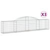vidaXL Schanskorven 3 st gewelfd 300x30x60/80 cm gegalvaniseerd ijzer
