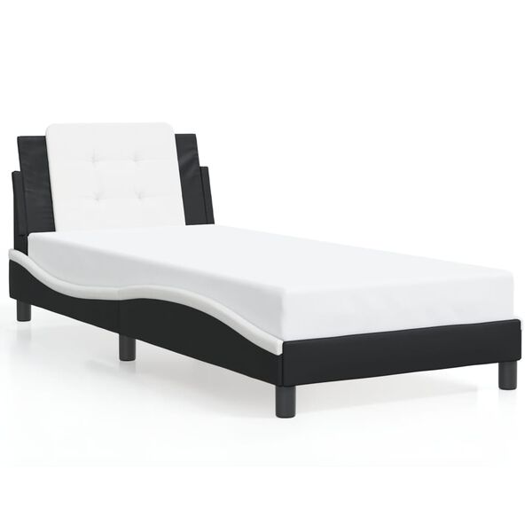 vidaXL Bedframe zonder matras "Zadar" kunstleer zwart en wit 90x200 cm