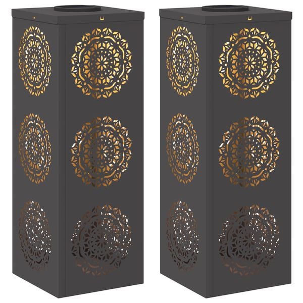 vidaXL Solar LED Pad Licht 2 pcs Zwart Koudgewalst staal