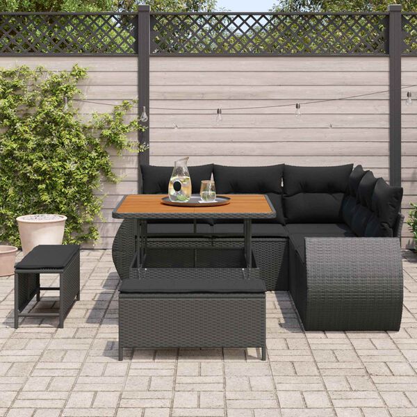 vidaXL Tuinbankenset 8 pcs Zwart poly rattan