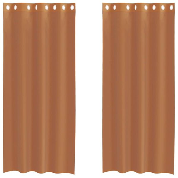 vidaXL Gordijnen voile met doorvoertules 2 st terracotta
